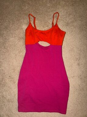 Colorblock Pink and Orange Dress
